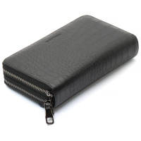 Черный кошелек-клатч на две молнии из фактурной натуральной кожи Marco Coverna MCJP-5902B