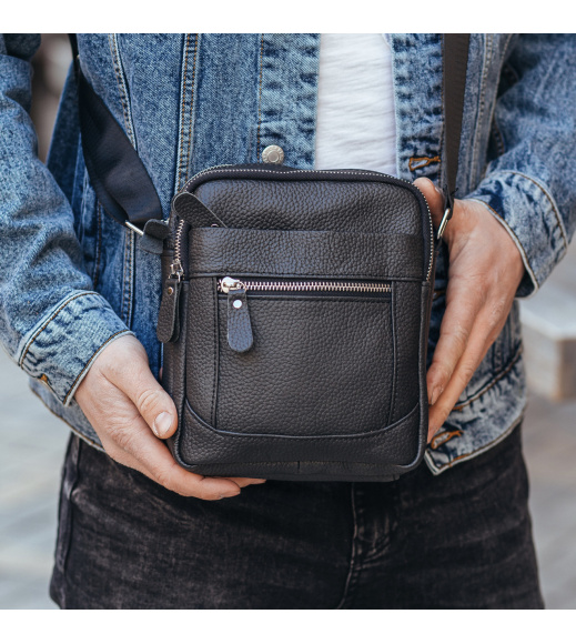 Мужская барсетка 18х21х7, сумка кожаная планшетка через плечо Tiding Bag SK N5386 черная
