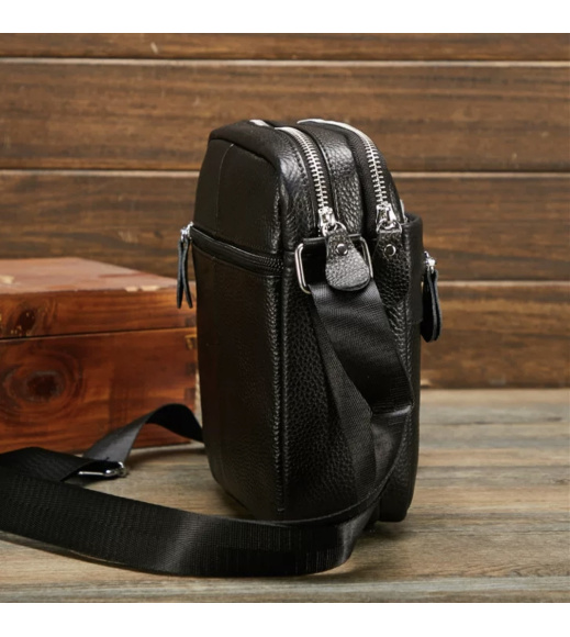 Мужская барсетка 18х21х7, сумка кожаная планшетка через плечо Tiding Bag SK N5386 черная