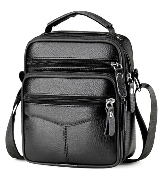 Мужская сумка барсетка 17x21x9, кожаная сумочка планшет Tiding Bag 75003 черная