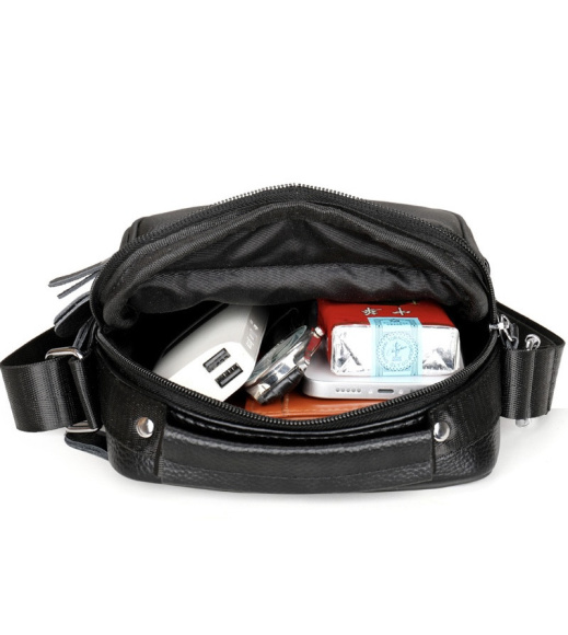 Мужская сумка барсетка 17x21x9, кожаная сумочка планшет Tiding Bag 75003 черная