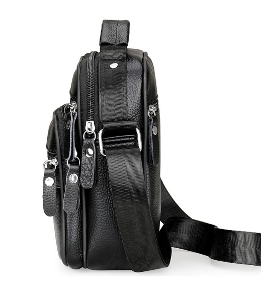 Мужская сумка барсетка 17x21x9, кожаная сумочка планшет Tiding Bag 75003 черная