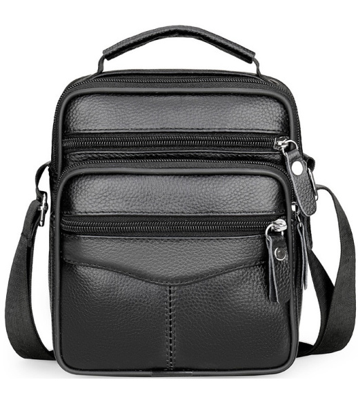 Мужская сумка барсетка 17x21x9, кожаная сумочка планшет Tiding Bag 75003 черная