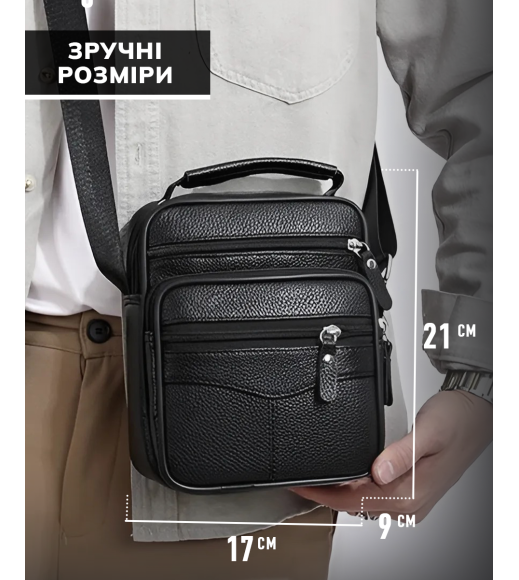 Мужская сумка барсетка 17x21x9, кожаная сумочка планшет Tiding Bag 75003 черная