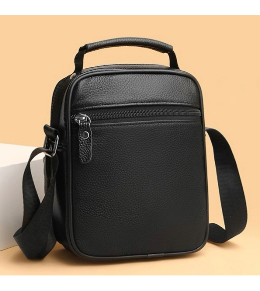 Мужская сумка барсетка 17x21x9, кожаная сумочка планшет Tiding Bag 75003 черная