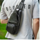 Мужская кожаная сумка-слинг 17х32х7, бананка для работы и офиса TIDING BAG - MK-96303 черная