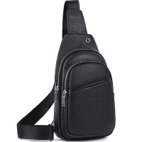 Сумка слинг мужская через плечо 17х32х8, бананка из натуральной кожи TIDING BAG A25F-515-1A черная
