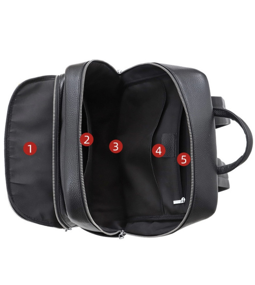 Мужской кожаный рюкзак для поездок и прогулок 30х40х17, сумка на спину в офис Tiding Bag 75362 черная