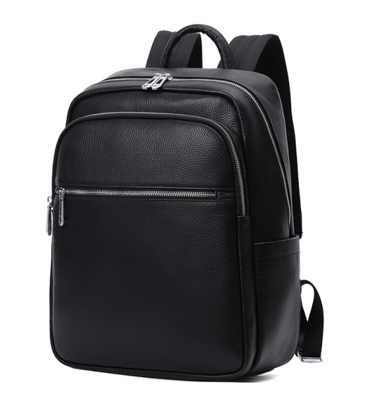 Мужской кожаный рюкзак для поездок и прогулок 30х40х17, сумка на спину в офис Tiding Bag 75362 черная