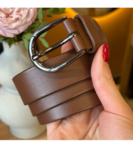 Кожаный женский ремень в коричневом цвете 6081