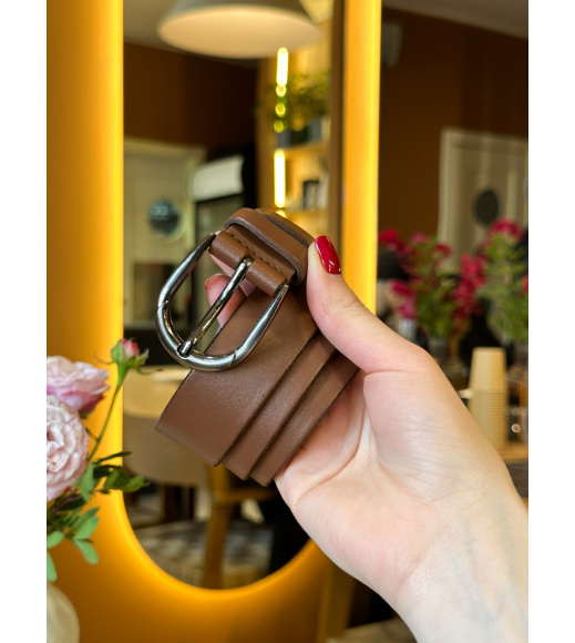 Кожаный женский ремень в коричневом цвете 6081