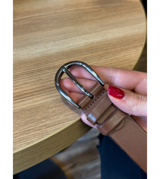 Кожаный женский ремень в коричневом цвете 6081