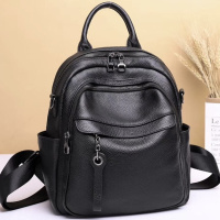 Жіноча шкіряна сумка наплічна міська 21х28х13, рюкзак для кожного дня, чорні Жіноча шкіряна сумка наплічна міська 21х28х13, рюкзак для кожного дня, чорні