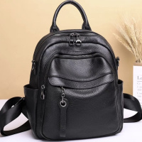 Женская кожаная сумка плечевая городская 21х28х13, рюкзак для каждого дня, черные