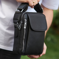 Мужская кожаная сумка-барсетка 19х24х7.5, сумочка планшет через плечо Bexhill BX-36256 черная