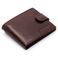 Коричневый мужской портмоне на кнопке из натуральной кожи Marco Coverna B047-801