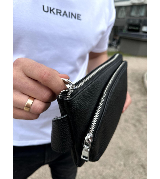 Поясная бананка унисекс 14х25х8, сумка конверт для телефонов и документов TD-54928 черная