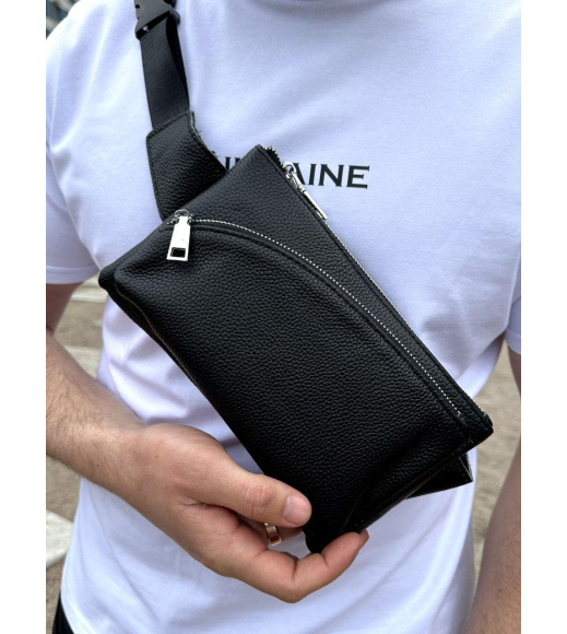 Поясная бананка унисекс 14х25х8, сумка конверт для телефонов и документов TD-54928 черная