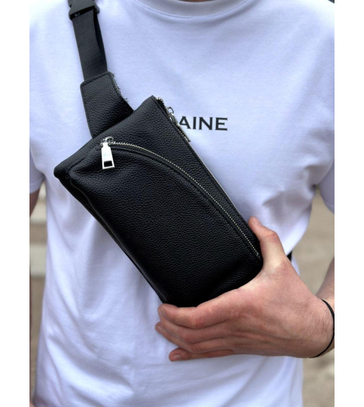 Поясная бананка унисекс 14х25х8, сумка конверт для телефонов и документов TD-54928 черная