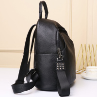 Жіночий шкіряний рюкзак міського типу 23х30х13, сумка на спину під мат, чорна Жіночий шкіряний рюкзак міського типу 23х30х13, сумка на спину під мат, чорна