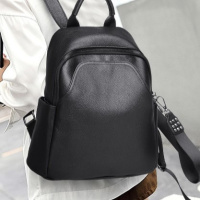 Женский рюкзак кожаный городского типа 23х30х13, сумка на спину под мат, черная