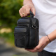Мужская сумка-барсетка кожаная 17x21x9, сумочка планшет для гаджетов Tiding Bag 32051 черная