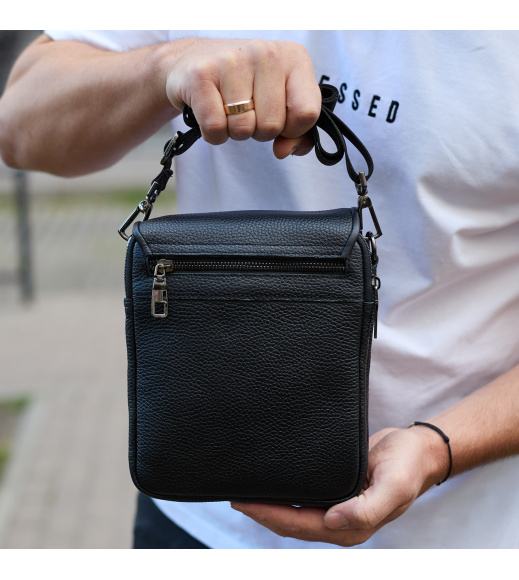 Мужская сумка барсетка на одно плечо 17.5х22х6, нагрудный мессенджер для телефона, черный