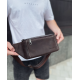 Сумка-бананка из кожи 24х11х8, мужской крейзи хорс для гаджетов на пояс CH-7371 коричневая