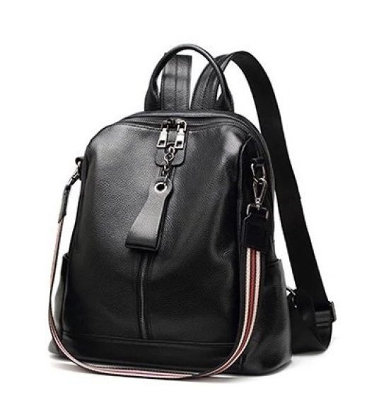 Кожаный женский рюкзак 23х30х13, сумка наплечная на каждый день, черная