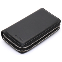 Черный мужской клатч на две молнии из натуральной кожи Marco Coverna MC-801-1