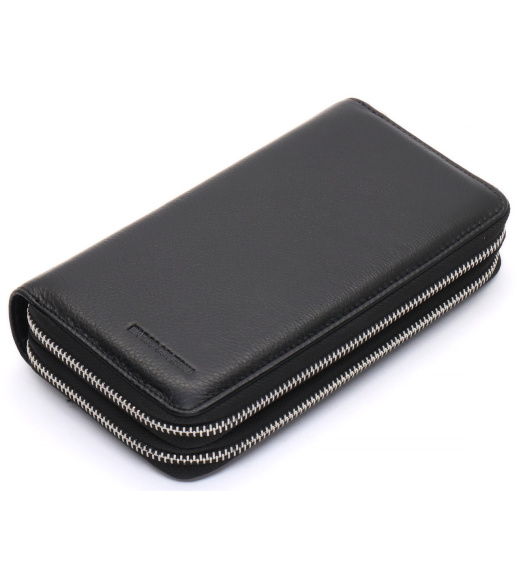 Черный мужской клатч на две молнии из натуральной кожи Marco Coverna MC-801-1