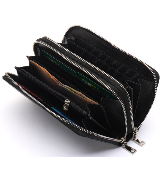 Черный мужской клатч на две молнии из натуральной кожи Marco Coverna MC-801-1
