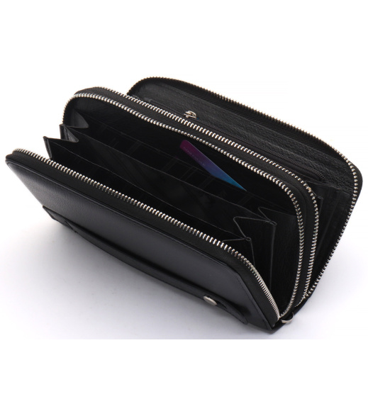 Черный мужской клатч на две молнии из натуральной кожи Marco Coverna MC-801-1
