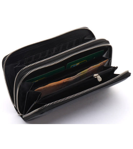 Черный мужской клатч на две молнии из натуральной кожи Marco Coverna MC-801-1