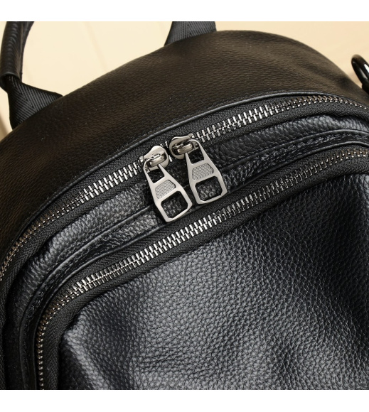 Стильная женская сумка на плечи 25х33х14, рюкзак из натуральной кожи, черный