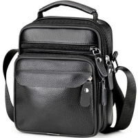 Мужская кожаная барсетка через плечо 17х21х9, мессенджер с ручкой Bexhill Bx-54551 черная