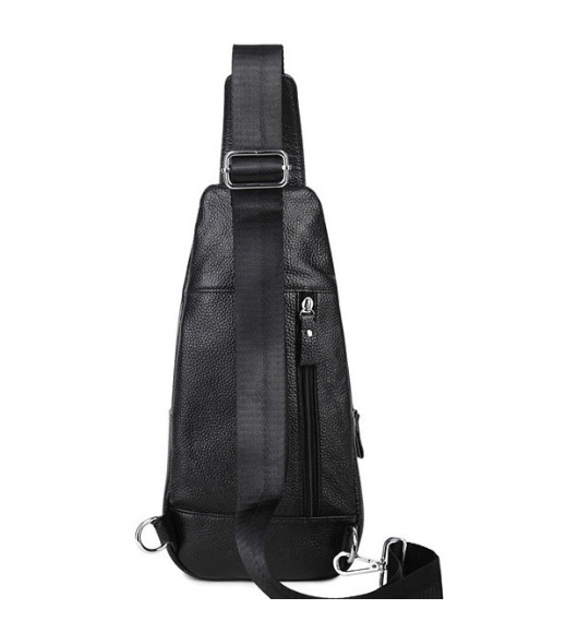 Сумка-слинг мужская на плече 17х32х7, рюкзак нагрудный для кожи TIDING BAG MK16094 черный