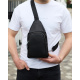Мужская сумка из натуральной кожи 18х31х7, бананка через плечо Tiding Bag 34091 черная