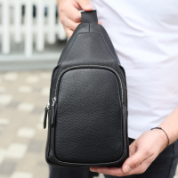 Мужская сумка из натуральной кожи 18х31х7, бананка через плечо Tiding Bag 34091 черная