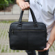 Офисная мужская сумка через плечо 39х29х10, кожаный портфель-мессенджер для бизнеса, черный