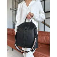 Шкіряний жіночий рюкзак 23х30х13, сумка наплічна на кожен день, чорна Шкіряний жіночий рюкзак 23х30х13, сумка наплічна на кожен день, чорна