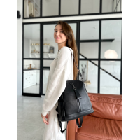 Шкіряний жіночий рюкзак 23х30х13, сумка наплічна на кожен день, чорна Шкіряний жіночий рюкзак 23х30х13, сумка наплічна на кожен день, чорна