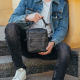 Сумка-барсетка мужская 19х22х5, мессенджер через кожаное плечо Tiding Bag BON6165 черный