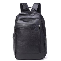 Мужской мужской кожаный рюкзак 28х42х18, сумка на плечи для ноутбука Tiding Bag B2-03555A, черная