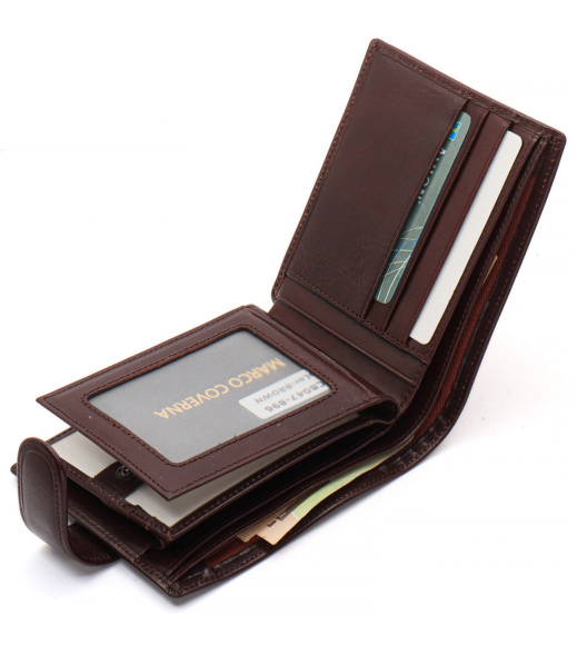 Коричневый портмоне с отделением для документов из натуральной кожи Marco Coverna MCB047-896