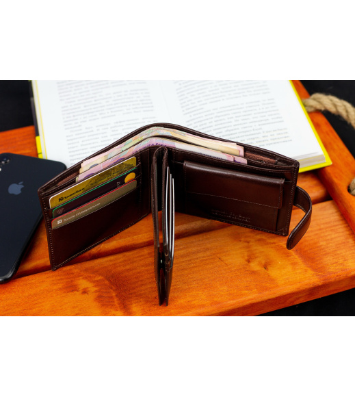 Коричневый портмоне с отделением для документов из натуральной кожи Marco Coverna MCB047-896