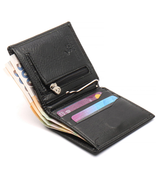 Черный маленький портмоне на магните с зажимом MARCO COVERNA MC-101Н-1