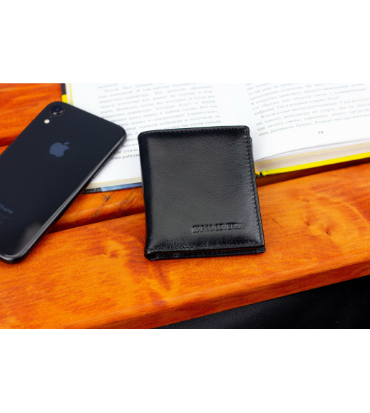 Черный маленький портмоне на магните с зажимом MARCO COVERNA MC-101Н-1