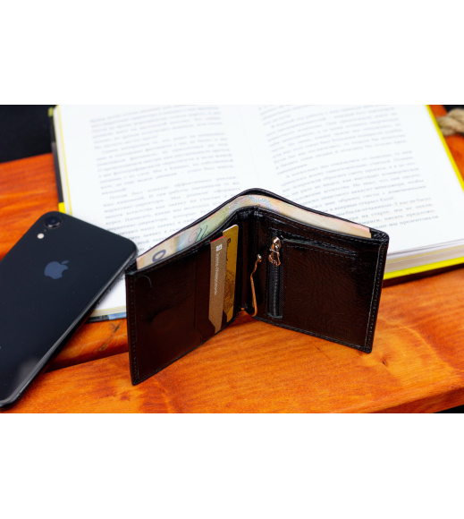 Черный маленький портмоне на магните с зажимом MARCO COVERNA MC-101Н-1