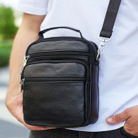 Мужская черная кожаная сумка-барсетка 22х24х8, мессенджер Bexhill A25-228C черный